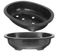 Toddmomy Pack of 2 Bonsai Practice Pots: 30 cm Oval Bonsai Planter with Drainage Hole Large Deep Plastic Plant Grow Container for Nursery Garden Balcony