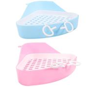 Toddmomy Pet Litter Box for Small Animals 2Pcs Plastic Potty Tray Rounded Mesh Edges Easy to Clean for Guinea Pigs and Bunnies in Double Cage