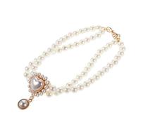 Toddmomy Pet Necklace Double-row Faux Pearls for Female Dog Princess-style Adjustable Collar Wedding Photo Shoots