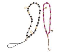 Toddmomy Phone Charm Strap Universal Compatibility with Rhinestone and Alloy Materials 2pcs Stylish Five-pointed Star Beaded Prevents Accidental Drops, Suitable for Cellphone Cases