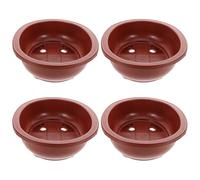 Toddmomy Plastic Flower Pot 4pcs - Large Indoor Planter Containers With Shallow Mouth for House Plants and Bonsai Growing