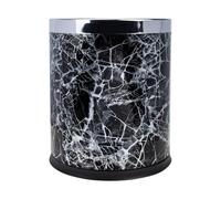 Toddmomy Plastic Waste Paper Basket round Trash Can with Marble Style, Black Plastic Hotel Garbage Container, Easy to Clean and Move, Suitable for Bathroom and Kitchen Use