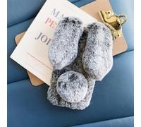 Toddmomy Plush Bunny Ears Phone Case for Fluffy Furry Rabbit Ear Shape Cover with Rhinestone Camera Frame Soft Tpu Base Warm Hand Protection Stylish Design