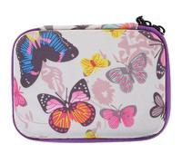 Toddmomy Portable Camera Bag with Protective Case Compact Lightweight Organizer with Purple Zipper and White Butterfly Print Dustproof Electronic Storage for Travel and Outdoor Activities