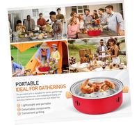 Toddmomy Portable Charcoal Grill with Detachable Design and Grate Lifter Lightweight Outdoor Tabletop Barbecue Stove for Camping Home Bbq Picnic and Garden Gatherings Red