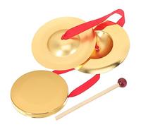 Toddmomy Portable Handheld Percussion Large Copper Gong and Cymbal for Stage Performance Kindergarten Band Accompaniment Fun Musical Instrument for Chinese Year Celebration