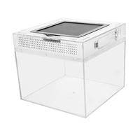Toddmomy Practical Creative Enclosure for Reptiles Durable Feeding Incubator Habitat Box for Tortoise Tarantula Gecko Animals High Transparency with Sliding Magnetic Seal