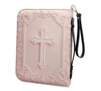 Toddmomy Pu Leather Bible Tote Bag with Zipper Closure and Premium Protection, Vintage Cross Pattern Bible Carry Bag for Women, for Religious Events and Church Use