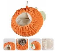 Toddmomy Pumpkin Shape Small Pet Warm Bed Flannel Orange Hanging Nest
