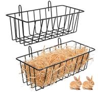 Toddmomy Rabbit Hay Rack Metal Hanging Hay Feeder 2 Pack Pet Cage Supply for Rabbits Guinea Pigs Hamsters and Chinchillas Folding Storage Holder for Cage Decoration