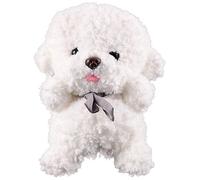 Toddmomy Realistic White Bichon Frise Plush Dog Soft Stuffed Animal Puppy Standing Simulation Doll Cute Grey Style Plush for Home Decoration and Gift