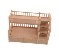 Toddmomy Realistic Wood-look Miniature Double Bunk Bed with Drawer and Ladder for Dolls Space-saving Dollhouse Bedroom Furniture Compatible with Various Brands Educational for Pretend Play