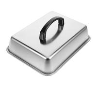 Toddmomy Rectangular Basting Cover, 26 x 20cm BBQ Cheese Melting Dome Cover Stainless Steel Burger Basting Lid for Griddle Grill Outdoor Cooking