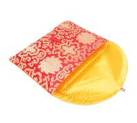 Toddmomy Red Brocade Silk Floral Envelope Bag A4 with Embroidered Knot Closure, Multi-function Pouch for Greeting Cards and Chinese Customs