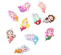 Toddmomy Resin Mermaid Shape Charms Adorable Cartoon Flatback Miniature Mermaids 10pcs Delicate and Creative Accessories for DIY Phone Case Decor for Display or Photoing