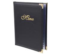 Toddmomy Reusable and Rounded Corners Black Pu Leather Order Menu Folder with Slide-in Inner Page Design Resistant to Fall and Wear, for Merchant Reception and Bar Use
