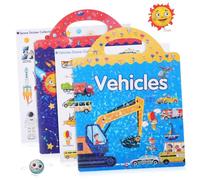 Toddmomy Reusable Space and Vehicle Sticker Activity Book for Educational with Vivid Patterns Learning Solar System and Truck Stickers for