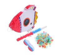 Toddmomy Rocket for Birthday Party with Blindfold Stick Confetti Space Theme Fiesta Supplies Shower Decoration Interactive Fillable Hanging Game