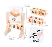 Toddmomy Rotating Alphabet Blocks and Flash Cards for Wooden Educational Reading Game for Kindergarten Learning Lightweight Abc Matching Letters for Interaction and Early Literacy