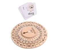 Toddmomy Rotating Wood Spell Learning Alphabet Spelling Game Board with Picture Cards for Interactive Educational for Early Learning and Parent Bonding