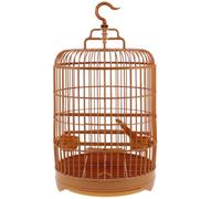Toddmomy Round Bird Cage Travel Carrier, Vintage Decorative Birdcage with Feeder Cups, Snap-Lock Assembly for Parakeet Budgie Cockatiel Lovebird, Vet Visits & Decor