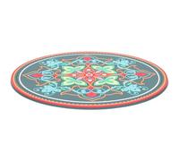 Toddmomy Rounded Meditation Sound Bowl Mat with Flower Print Large Exotic Deep Green Cushion for Buddhist Rituals Anti-Slip Sound Bowl Prop Pad Comfortable Smooth Touch Cushion for