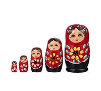 Toddmomy Russian Dolls 1 Set Small Russian Nesting Doll Wooden Stacking Nested Set Indoor Manager Scene for Home Display Tables Mantle Party Decor Red Kids Toys