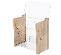 Toddmomy Rutin Automatic Chicken Feeder Acrylic Feeding Trough Small Wood Base Parrot Bird Food Bowl for Poultry Cage Supplies