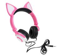 Toddmomy ’s Cat Ear Headphones Pink On-ear Headset with Light-up Fox Ears Adjustable Foldable Headphones for Suitable for School and Travel