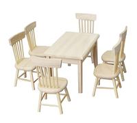 Toddmomy Scale Miniature Doll Furniture Set Table and Chairs for Tiny House Decoration Portable Lightweight Dollhouse Accessories for Kitchen and Dining Room Display