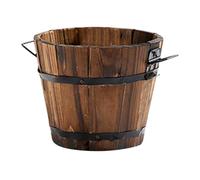 Toddmomy Small Barrel Flowerpot Carbonized Wood Planter with Handle
