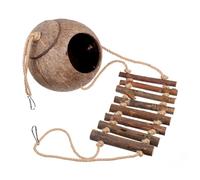 Toddmomy Small Reptile Shelter Coconut Shell Hideout with Ladder Natural Reptile Cave for Crested Gecko Turtle Habitat Bearded Dragon Snake Terrarium Decoration