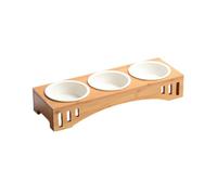 Toddmomy Solid Wood Raised Cat Bowls with Stand Featuring Tilted Design and Three Bowls for Easy Cleaning, Pet Dining Table for Cats and Pets with Neck or Back Problems