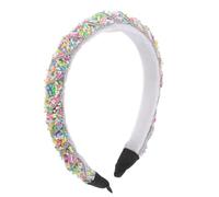 Toddmomy Sparkly Rhinestone Rainbow Headband for Women with Delicate Beaded Craftsmanship, Padded Wide Alloy Hairband for Social Gatherings and Memorable Photo Moments
