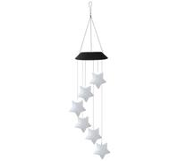 Toddmomy Star Shape Solar Wind Chime Lamp White Decorative Hanging Light for Patio Garden Outdoor Use