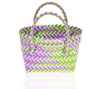 Toddmomy Storage Basket Lightweight and Easy to Move Pvc Woven with Handle Chic for Fruits, Snacks, and Outdoor Use Such as Beach or Picnic