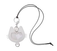 Toddmomy Stylish PU Leather Pet Hair Keepsake Keychain with Secure Key Holder Elegant Cat Head Design Memorial Ornament for Daily Use and Fur Storage Gift for