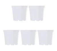 Toddmomy Succulent Plant Pots 5Pcs Octagonal Thickened Plastic Large White Planters for Indoor Balcony Gardening