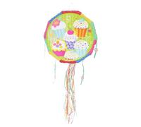 Toddmomy Summer Ice Cream Pinata Candy Knock Box for Birthday Party Plaything, Paper Pinata with Colorful Cake Design for Outdoor Summer Fun