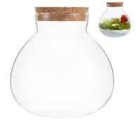 Toddmomy Terrarium Jar, Round Glass Container with Cork Lid for Plants, Clear Succulent Moss Planter Vase for Miniature Landscapes, Hydroponic Desktop Display & Empty Candy Storage Bottle
