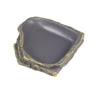 Toddmomy Thicken Reptile Food Dish for Animals Dark Green Feeding Bowl for Lizards Turtles and Frogs Slope Design Space-saving Water Storage Basin