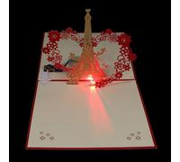 Toddmomy Three-dimensional Eiffel Tower Blessing Card with Birthday Music and Light-up Feature, White Paper Craft Greeting Card for Birthday Party Invitation and Blessing