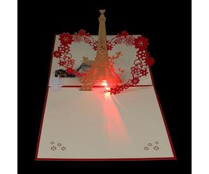 Toddmomy Three-dimensional Eiffel Tower Blessing Card with Birthday Music and Light-up Feature, White Paper Craft Greeting Card for Birthday Party Invitation and Blessing