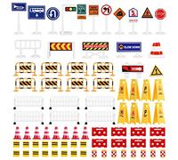 Toddmomy Traffic Road Signs Playsets Toy Road Cones and Construction Signs Construction Themed Party Decorations for Traffic Knowledge Learning