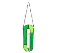 Toddmomy Transparent Green Stained Glass Propagation Station, Handcrafted Suncatcher Hanging Planter with Glass Tubes, Hydroponic Wall Decor for Windows