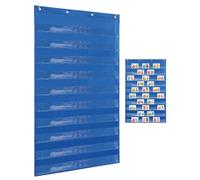 Toddmomy Transparent Pocket Chart Hanging Storage Bag with 10 Pockets, Blue Polyester Organizer for Classroom, Teachers, and Home Learning, 43.23 X 27.51 Inches