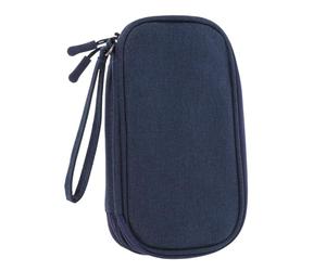 Toddmomy Travel Electronic Organizer Cable Case for Earphones Chargers Power Bank Small Dual-Layer Portable Storage Bag in Navy Blue for Travel Essentials