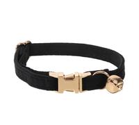 Toddmomy Velvet Small Cat Collar Bell and Adjustable Metal Buckle, Soft Plush Black Necklace for Kittens and Indoor Pets, Elegant Kitten Collar Gold Buckle