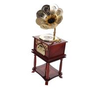 Toddmomy Vintage Mini Gramophone Music Box Retro Classical Carved Desktop Music Box Portable Decorative Adults
