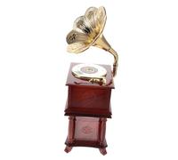 Toddmomy Vintage Phonograph Music Box Retro Mini Gramophone Desktop Decor Compact Portable Music Enthusiasts and Collectors